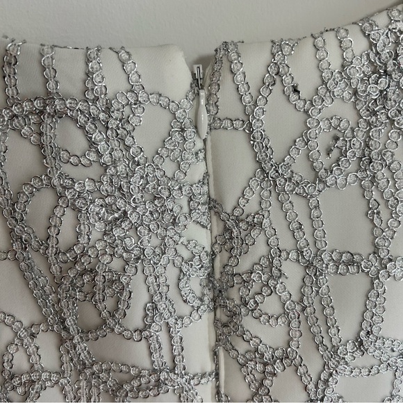 ROCK & SHINE | White and Silver Overlay Fit & Flare Dress - Picture 4 of 6